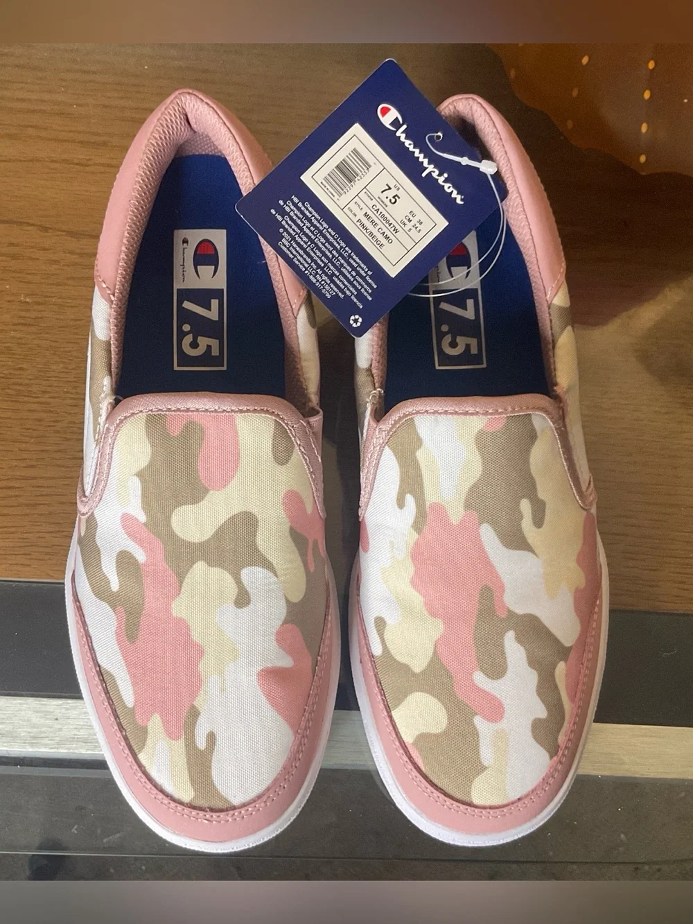 CHAMPION WOMENS MERE CAMO SLIP ON SNEAKERS 7.5 NEW